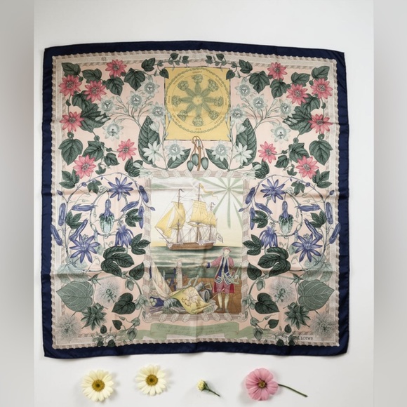 Loewe Accessories - Loewe Multicolor Floral & Nautical vintage Silk Scarf ABSOLUTELY GORGEOUS!
